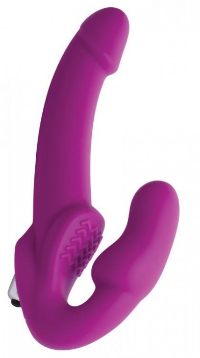 Ярко-розовый безремневой вибрострапон Evoke Vibrating Strapless Silicone Strap-on Dildo - XR Brands - купить с доставкой в Северодвинске