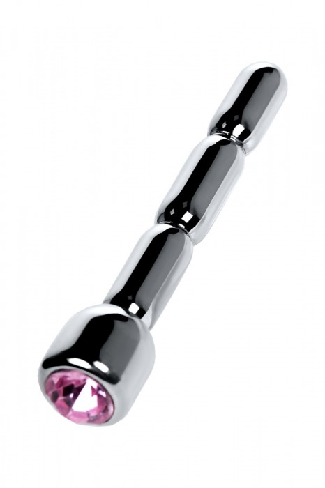 Серебристый уретральный плаг со стразом - 7 см. - ToyFa - купить с доставкой в Северодвинске