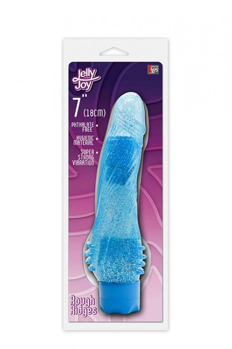 Голубой водонепроницаемый вибратор JELLY JOY ROUGH RIDGES MULTISPEED VIBE - 18 см. - Dream Toys