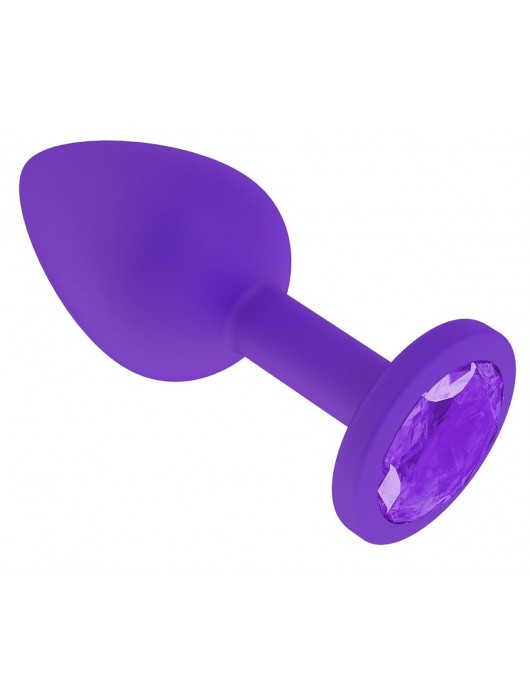 Фиолетовая силиконовая пробка с фиолетовым кристаллом - 7,3 см. - Джага-Джага - купить с доставкой в Северодвинске