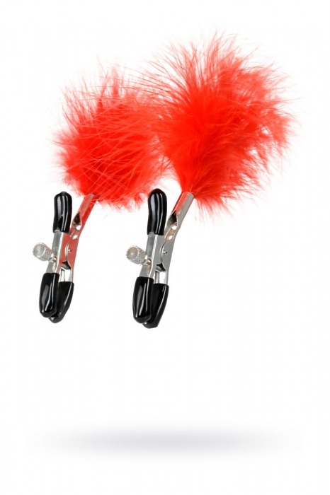 Зажимы для сосков с красным пухом Theatre - ToyFa - купить с доставкой в Северодвинске