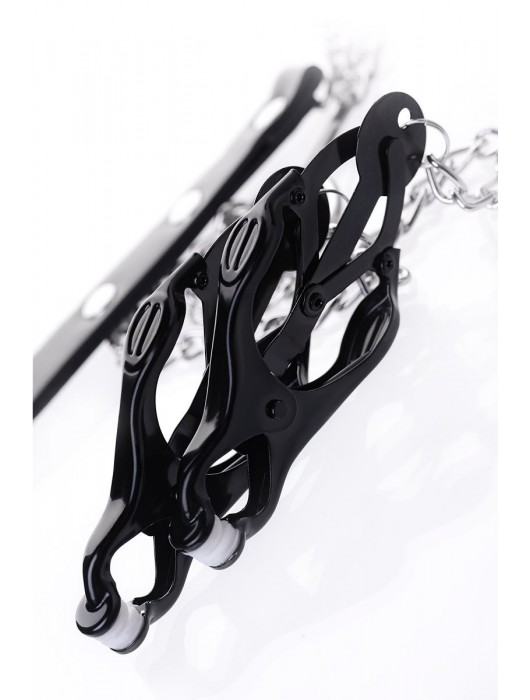 Черно-серебристые зажимы для сосков с кольцом для пениса TOYFA Metal - ToyFa - купить с доставкой в Северодвинске