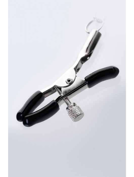 Серебристо-чёрные зажимы для сосков с кольцом для пениса TOYFA Metal - ToyFa - купить с доставкой в Северодвинске