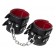 Черные кожаные наручники с двумя ремнями и красной подкладкой - Pecado - купить с доставкой в Северодвинске